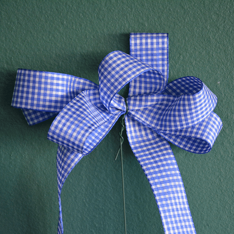 Schleifenband blau weiß kariert für Blumensträuße