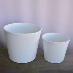 Pot de fleurs en céramique blanc élégant-Livraison de plantes à Munich