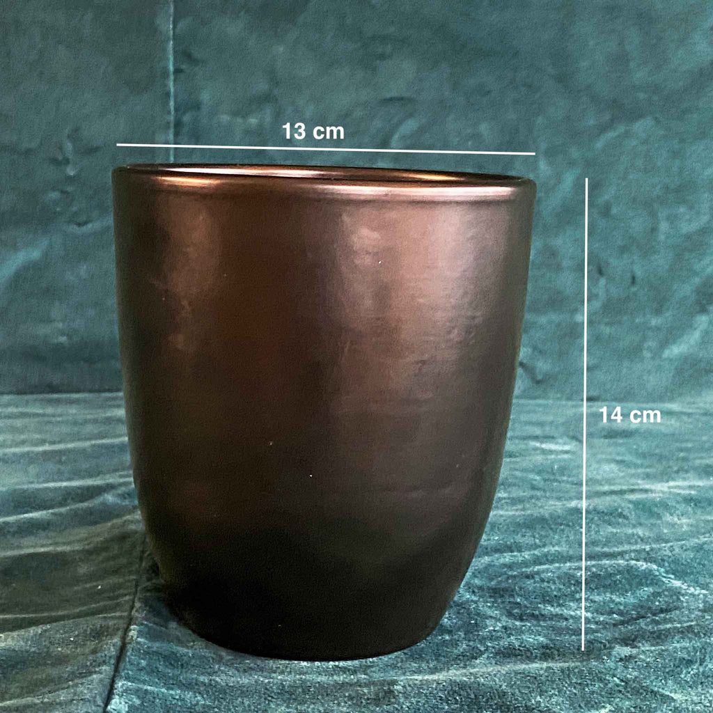 Schwarzer Keramikübertopf Petit mit Maßangaben