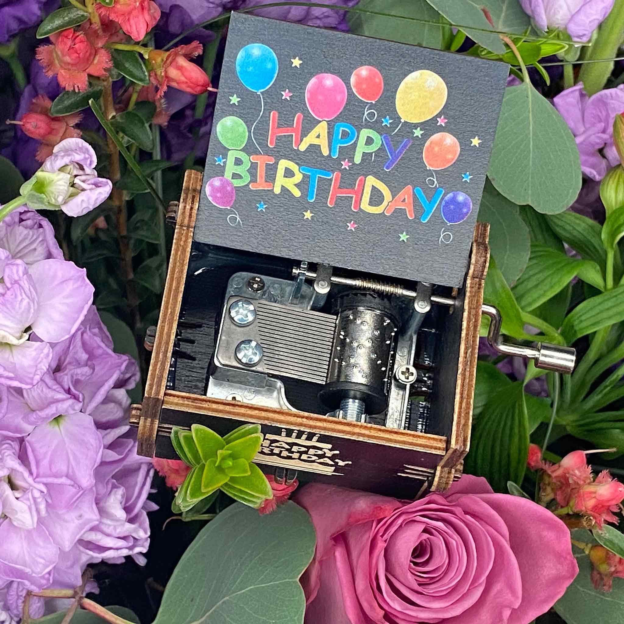Caja de música « Happy Birthday » 🎵 para ramo de flores Imagen principal del producto